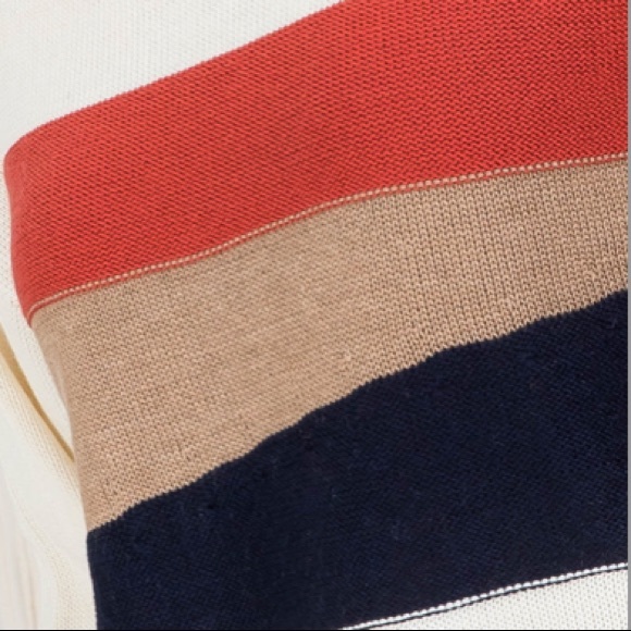 Cropped, Asymmetrical Stripe Long Sleeve Sweater - Picture 8 of 8